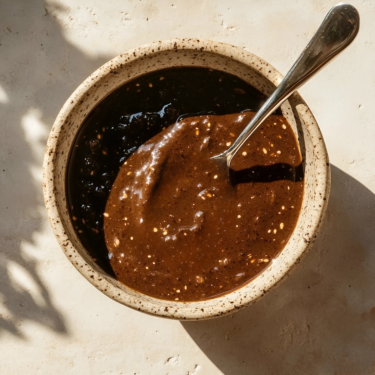 Kom met Mole Poblano, een traditionele Mexicaanse saus met gedroogde pepers, specerijen en chocolade.